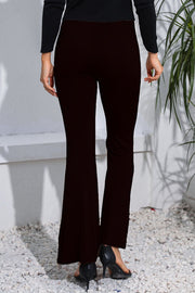 Sculpted flare leggings in dark wine, featuring a high waist and wide leg silhouette.