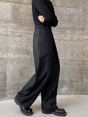 Men's Pleated Wide-leg Pants in Black, side view