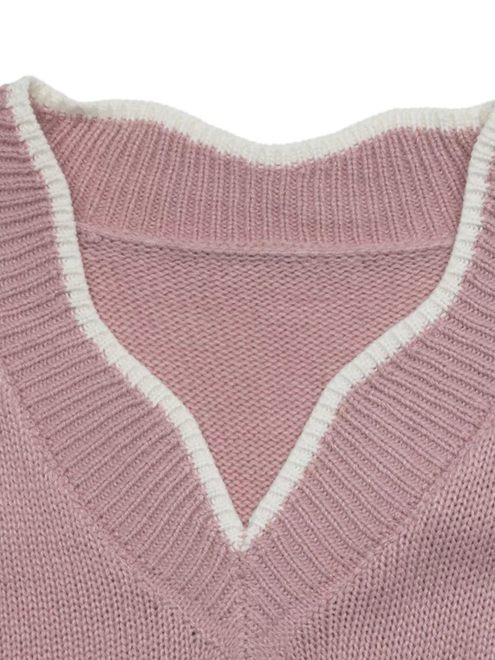 V-neck Openwork Long Sleeve Sweater, alternate angle