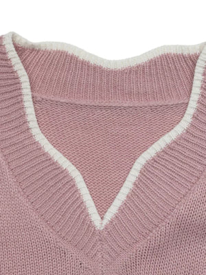 V-neck Openwork Long Sleeve Sweater, alternate angle