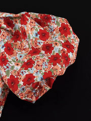 Floral Ruched Mini Dress With Puff Sleeves
