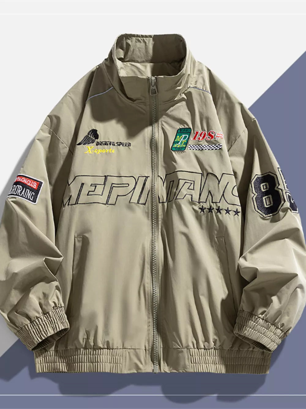 Racing-inspired Zip-up Coat For Men