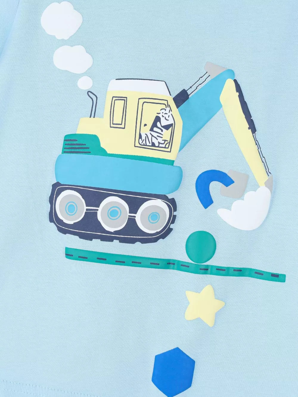 Children's Excavator Print T-shirt And Shorts Set, model styling view
