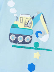 Children's Excavator Print T-shirt And Shorts Set, model styling view