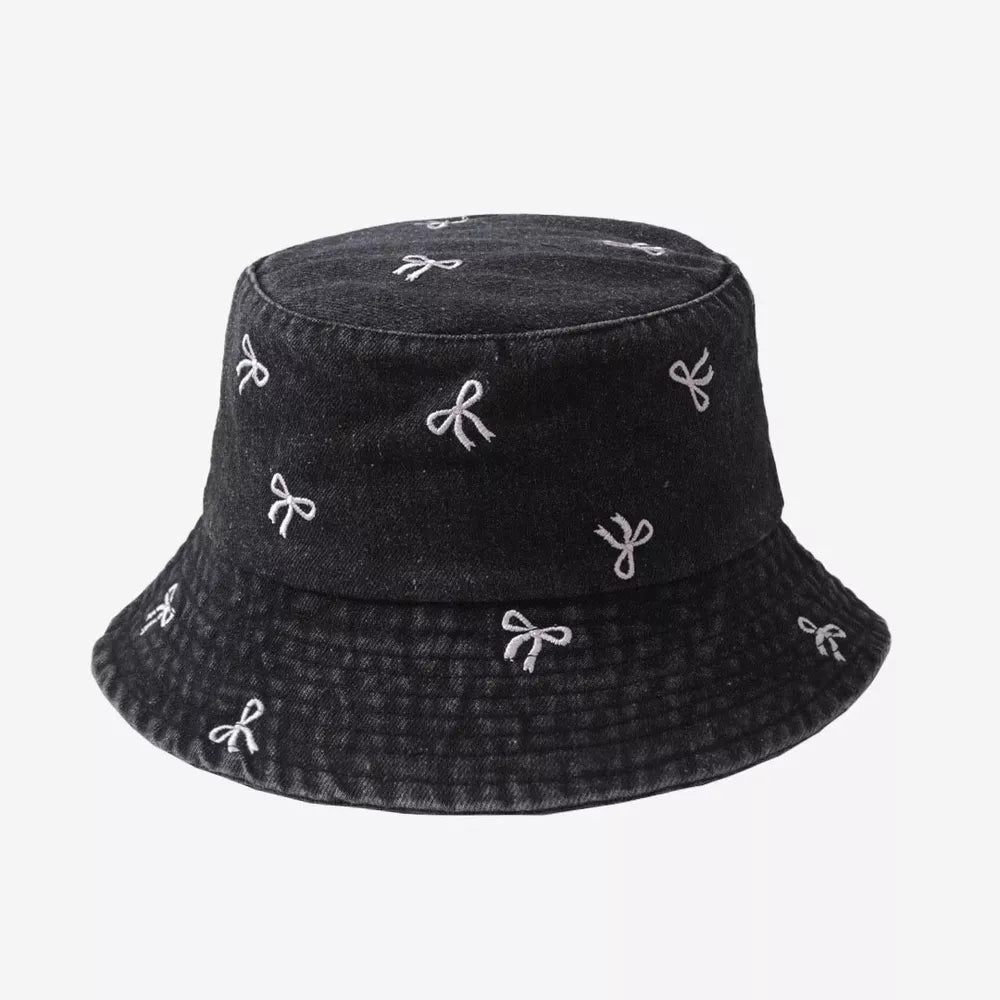Cherry Embroidered Cotton Bucket Hat