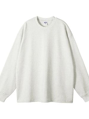 Light gray 100% cotton oversized crewneck sweatshirt with drop shoulders.