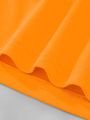 Orange toddler t-shirt hem detail with double stitching.