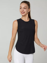 Ribbed Active Tank With Curved Hem