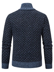 Men's Plus Size Textured Zip-up Cardigan in Black, fabric detail