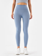 Sculpted Contour High-Waist Leggings in Misty Blue, full length, seamless design.