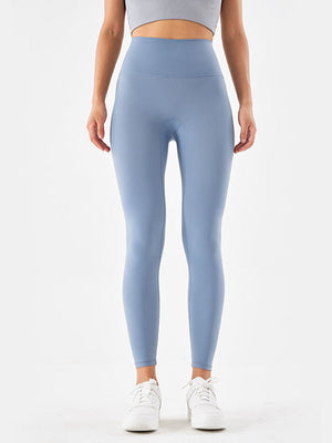 Sculpted Contour High-Waist Leggings in Misty Blue, full length, seamless design.