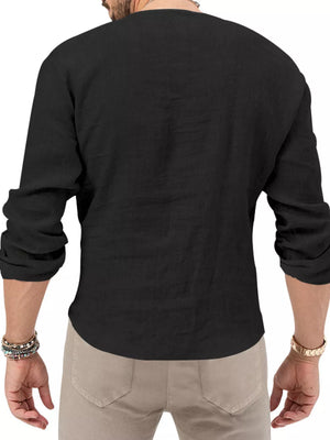 Men's Slim Fit Long Sleeve Blouse Plus Size in White, fit detail