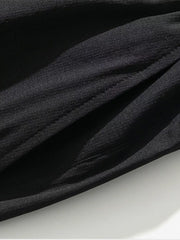 Black cargo capris with adjustable drawstring detail