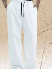 Men's Drawstring Wide Leg Pants in Gray, front view