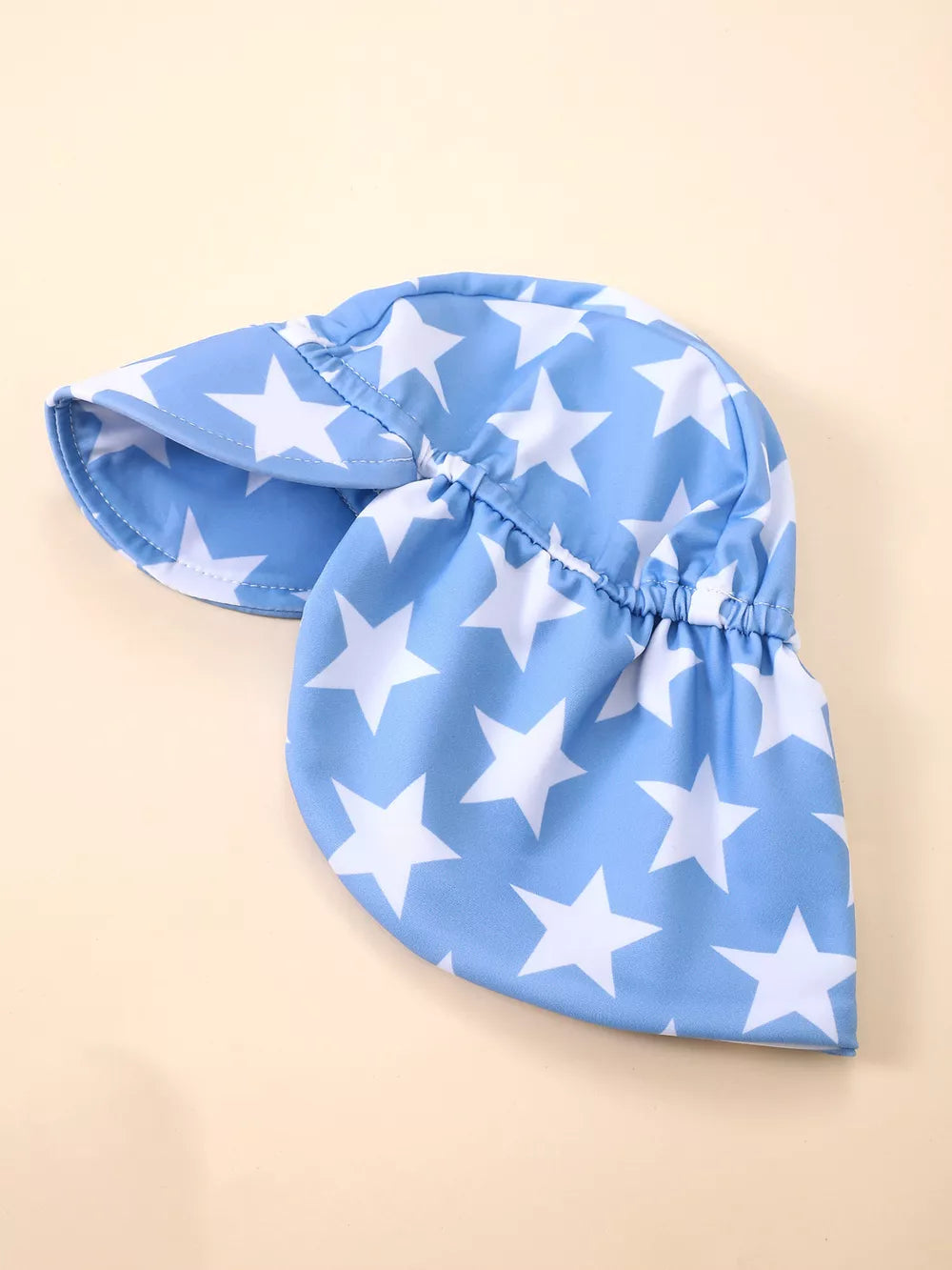 Children's Patriotic Star Print Swim Set With Hat, model styling view