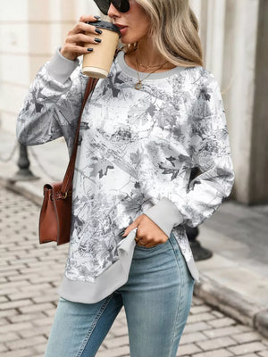 Camouflage sweatshirt with stretch and long sleeve