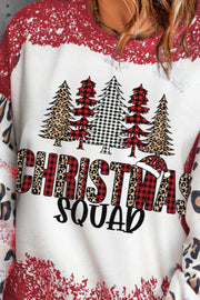 Christmas Squad graphic sweatshirt with trees and leopard print accents.
