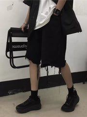 Men's Full Size Raw Hem Shorts in White, front view