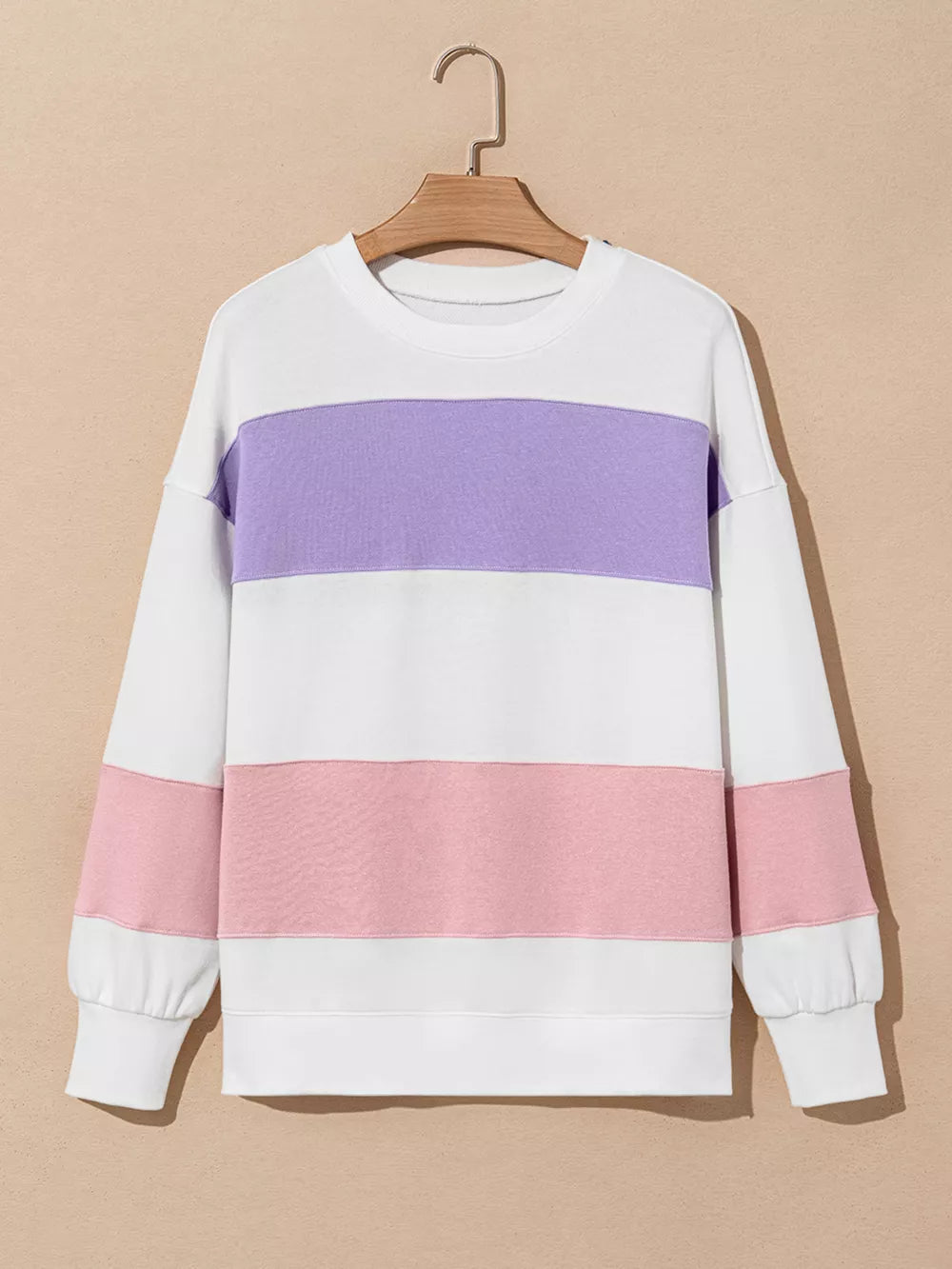 Colorblock Patchwork Drop Shoulder Sweatshirt in Multicolor, alternate angle