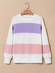 Colorblock Patchwork Drop Shoulder Sweatshirt in Multicolor, alternate angle