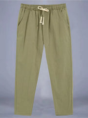 Men's Plus Size Drawstring Loose Fit Pants in White, front view