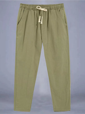 Men's Plus Size Drawstring Loose Fit Pants in White, front view
