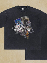 Black oversized t-shirt with vintage stamp graphic and "1988 Limited Edition" text.