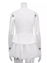 Chic Peplum Vest With Bubble Skirt Ensemble