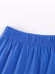 Children's blue shorts with elastic waistband detail