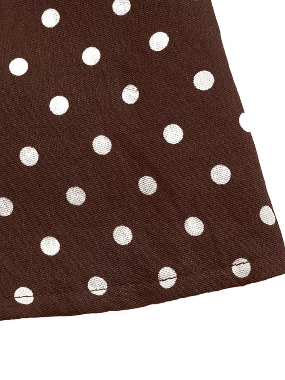 Brown polka dot mini dress with cowl neck detail