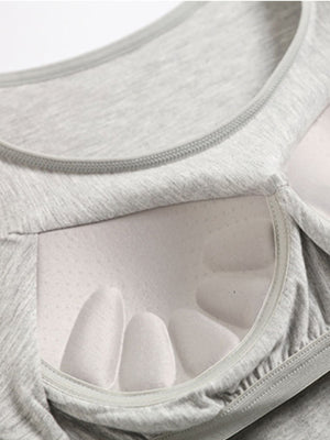 Gray camisole with built-in padded cups detail