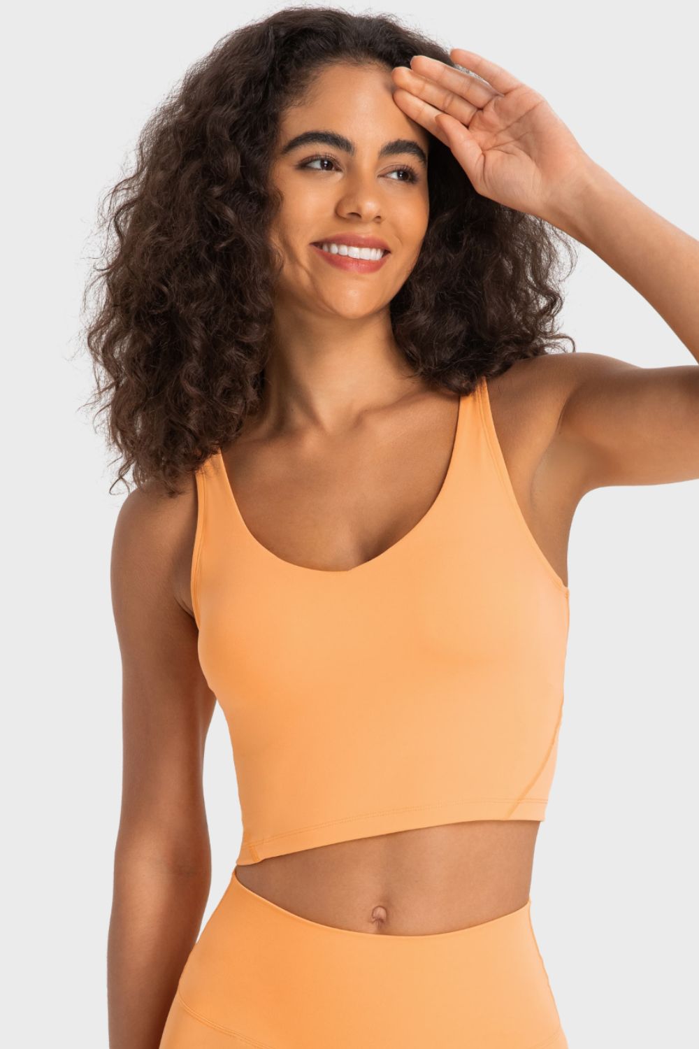 Sculpted Scoop Neck Crop Top in Squash with a smooth finish.