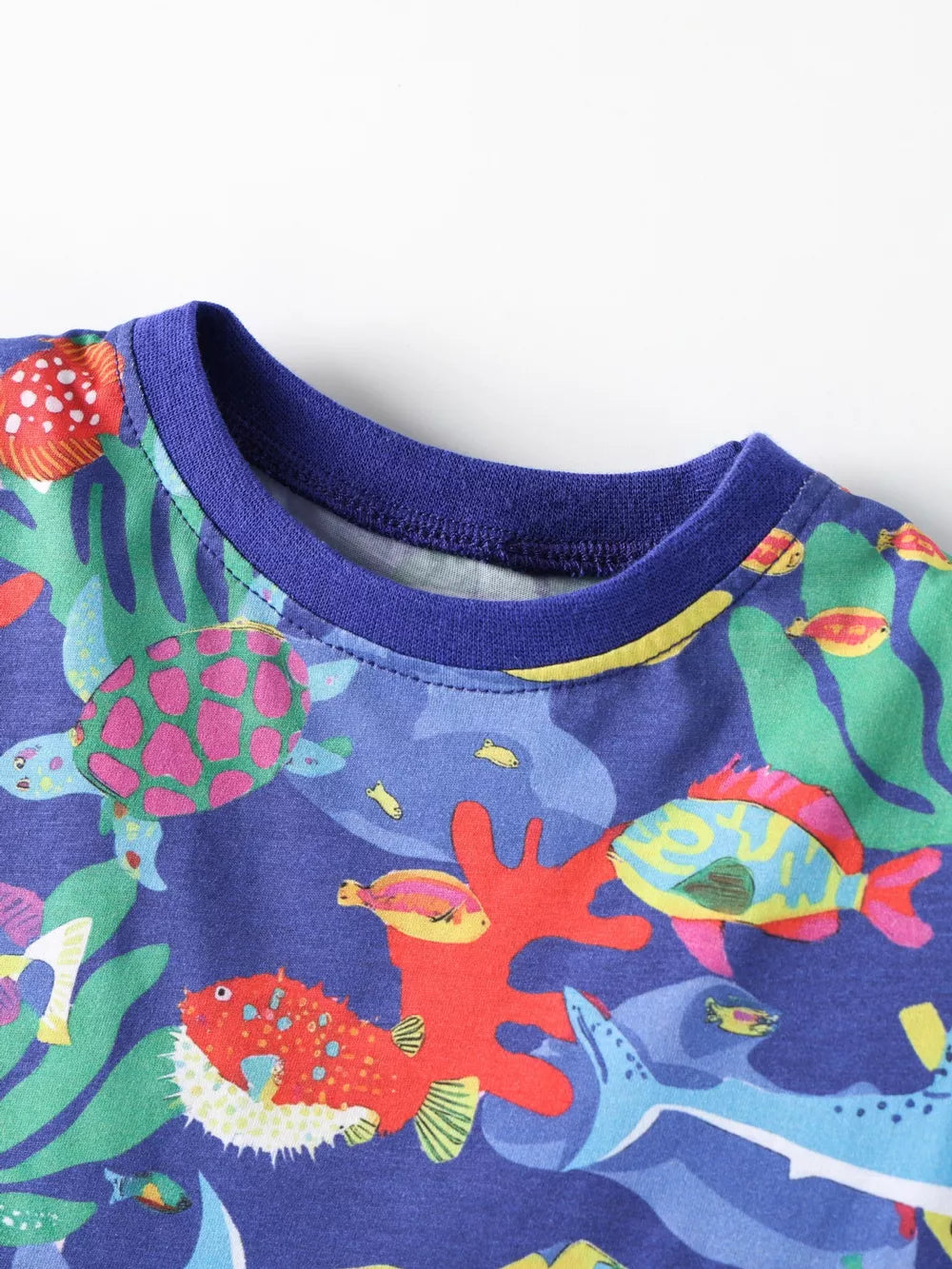 Children's Marine Life Print A-line Dress, close-up detail