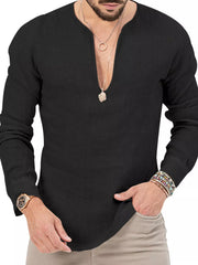 Men's Slim Fit Long Sleeve Blouse Plus Size in White, back view