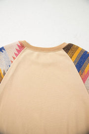 Sequined Rodeo Graphic Aztec Bubble Sleeve Sweatshirt, fit detail