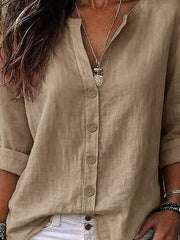 Linen Long-sleeve Top in Orange-red, view 13