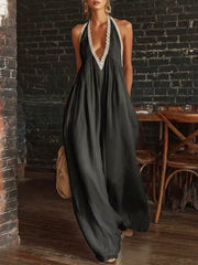 Luxe Lace-trimmed Halter Neck Romper