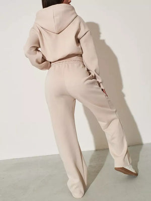Zip-up Hoodie And Wide-leg Pants Set in Pink, view 11