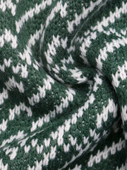 Geometric Patterned Collared Sweater in Green, editorial view