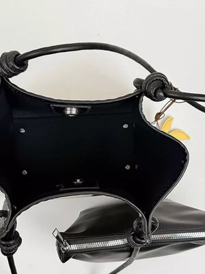 Polka Dot Shoulder Bag in Black, close-up detail