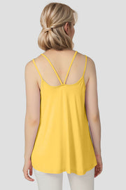 Light Yellow Double Strap Trapeze Cami with crisscross back straps.