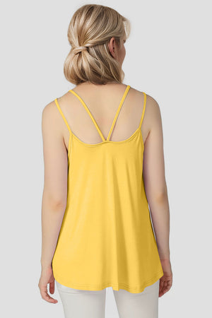 Light Yellow Double Strap Trapeze Cami with crisscross back straps.