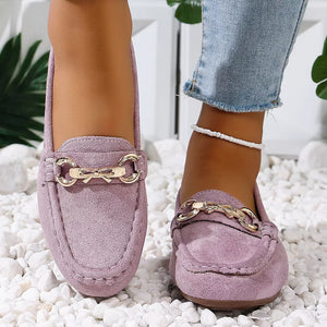 Comfortable Flat Loafers With Buckle in Dark Blue, view 14