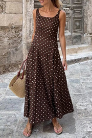 Chic Polka Dot Square Neck Maxi Dress