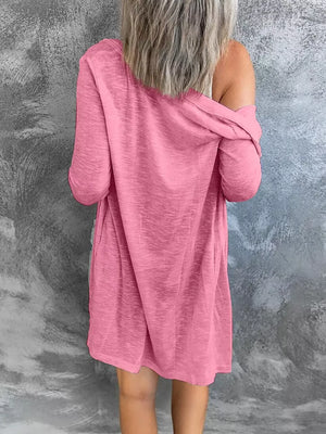 Lightweight Button-up Cardigan Plus Size in Grey, model styling view