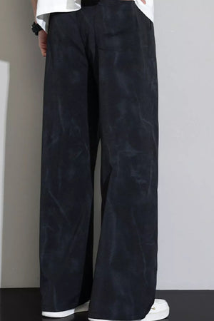 Men's black marbled thermal drawstring sweatpants with a relaxed fit.