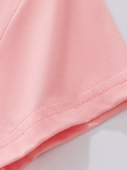 Toddler girls' blush pink underwear set detail showing double-stitched hem.