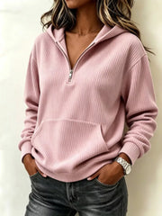 Pink relaxed zip hoodie with hooded