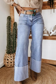 Chic Loose-fit Jeans With Turn-up Cuffs