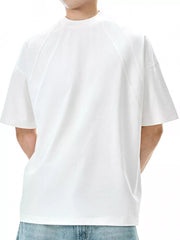 Men's Solid Color Short Sleeve T-shirt in White, alternate angle
